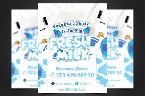 Fresh Milk Flyer Template | Flyer Templates ~ Creative Market