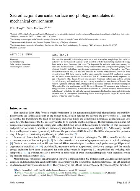 (PDF) Sacroiliac joint auricular surface morphology modulates its mechanical environment