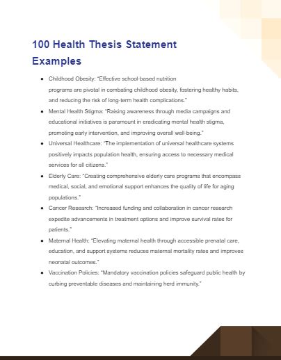 Health Thesis Statemen - 99+ Examples, PDF, Tips