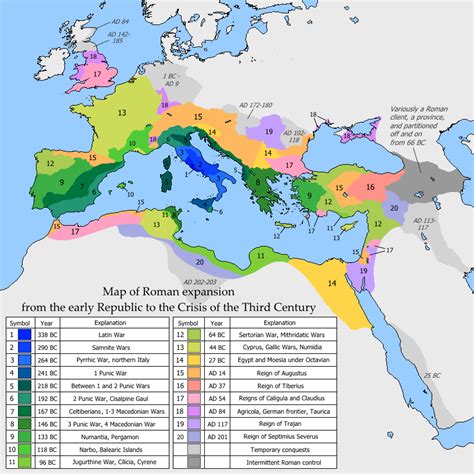 Map showing Roman expansion from the early Republic to the Crisis of the Third Century : r ...