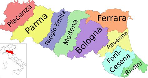 ملف:Map of region of Emilia-Romagna, Italy, with provinces-it.svg - المعرفة