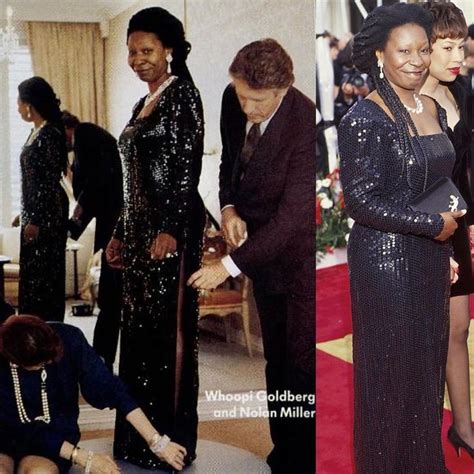 Nolan doing a final fitting for Whoopi Goldberg in the black sequin dress she wore for her win ...