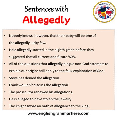 Sentences with Allegedly, Allegedly in a Sentence in English, Sentences For Allegedly - English ...