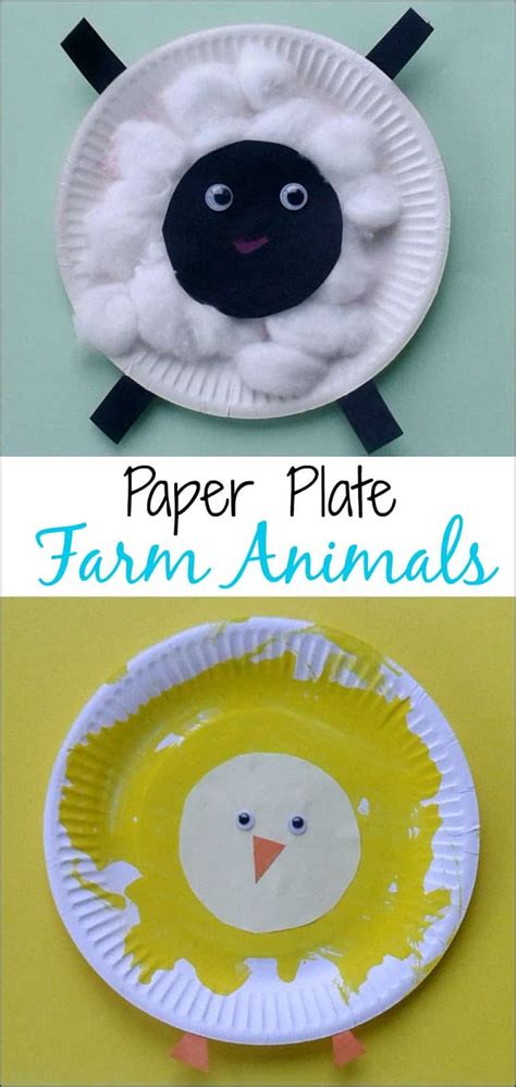 Crafts for Toddlers - Paper Plate Baby Farm Animals - Mess for Less