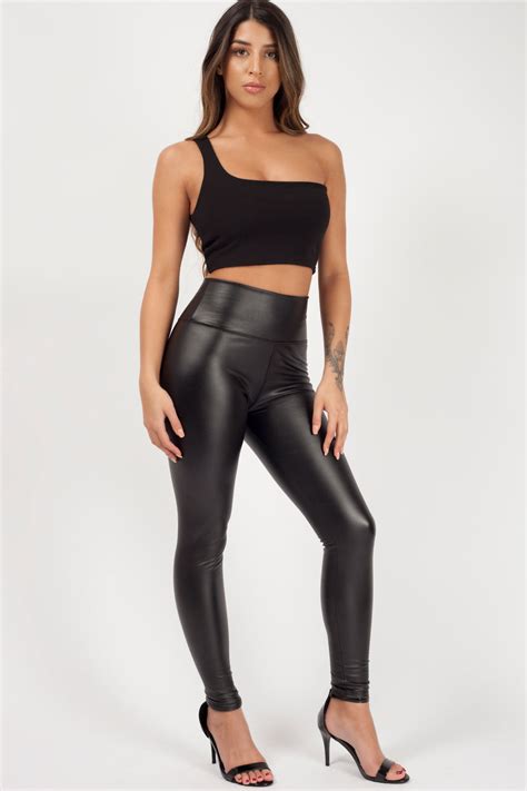 black leather leggings high waisted