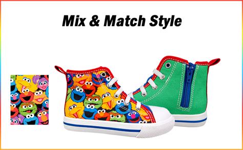 Sesame Street Elmo Shoes, Hi Top Sneaker with Laces, Blue Green ...