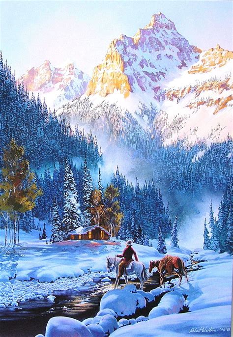 Leanin' Tree Robert L Walton Horse Mountain Peak Stream Christmas Greeting Card | Landscape ...