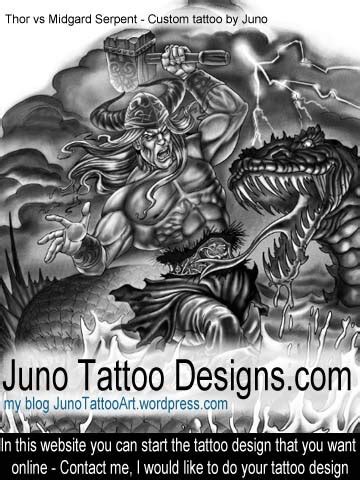 Thor vs Midgard Serpent - Custom tattoo by Juno Tattoo Designs