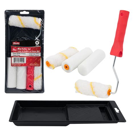 Wholesale 6pc Mini Paint Roller Set BLACK/WHITE/RED