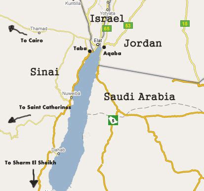 Map Gulf of Aqaba - Jordan, Egypt, Israel Red Sea Map