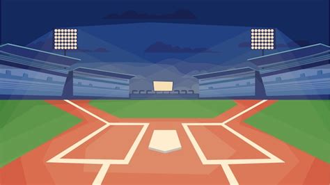 Premium Vector | Baseball stadium concept in flat cartoon design sports field with base ...