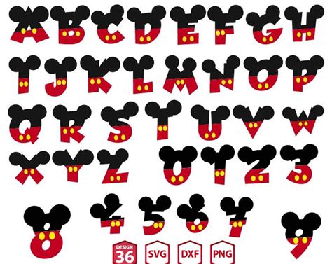 Mickey mouse font svg, Mickey Alphabet svg, Mickey Numbers Letters svg, Mickey svg, disney fonts ...