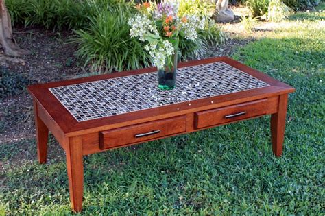 Large Coffee Table W/ Drawers. Mosaic Top Coffee Table. - Etsy