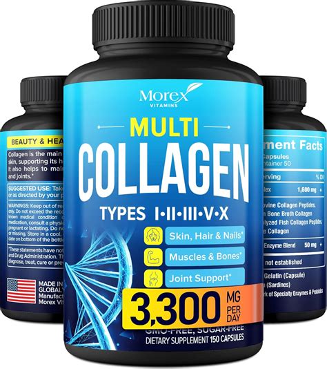 Amazon.com: Multi Collagen Pills (Types I, II, III, V & X) - Marine Collagen & Bone Broth ...