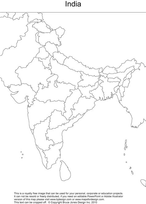 India physical map blank outline - Blank outline physical map of India ...