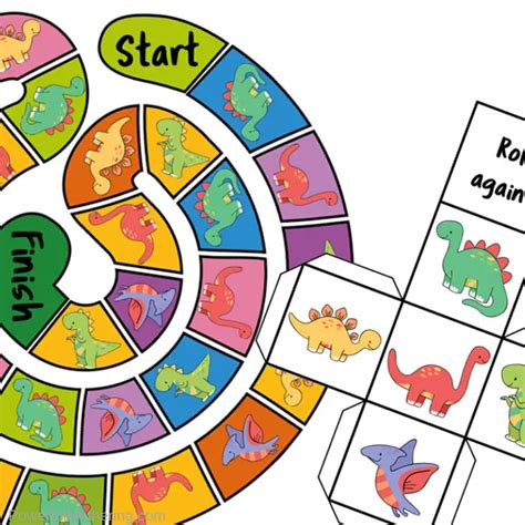 Free Printable Dinosaur Board Game With Dice For Kids