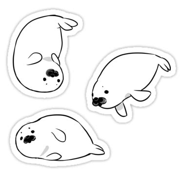 Also buy this artwork on stickers. | Cute stickers, Cute seals, Baby harp seal