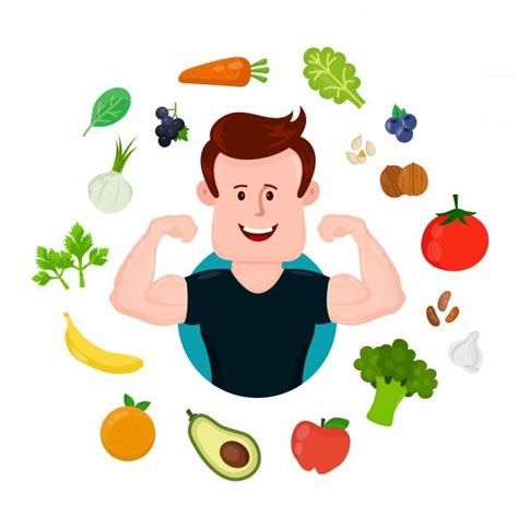 Pumped-up Sport Fitness Young Man Around Vegetables And Fruits. | Healthy diet tips, Super ...