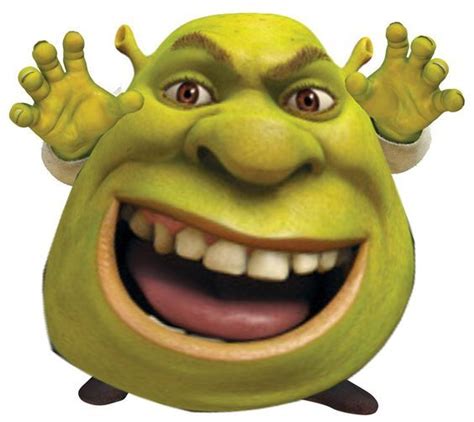 an animated green creature with his hands up and eyes wide open, smiling at the camera