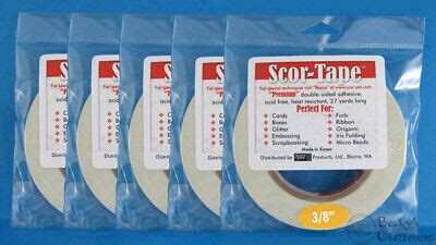 BULK 5 of Scor-Tape Adhesive 3/8" x 27yd by Scor-Pal - Value! FREE Shipping!! | eBay