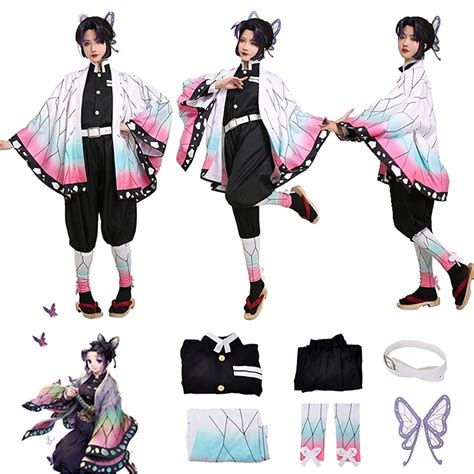 Buy Kochou Shinobu Cosplay Costume Demon Slayer Anime Shinobu Haori Kimono Uniform Cloak Women ...