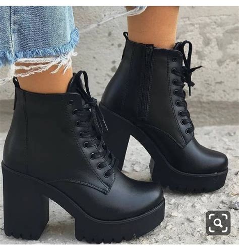 Winter Black New Martin Boots Women Plus Velvet Boots Thick Heel High ...