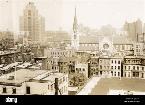 Chicago 1920s or 1930s. Looking North from around Chicago Avenue, Holy Name Cathedral, Chicago ...