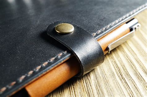 One Star Leather Goods - Custom A5 Notebook Snap Cover With Pen Sleeve ...