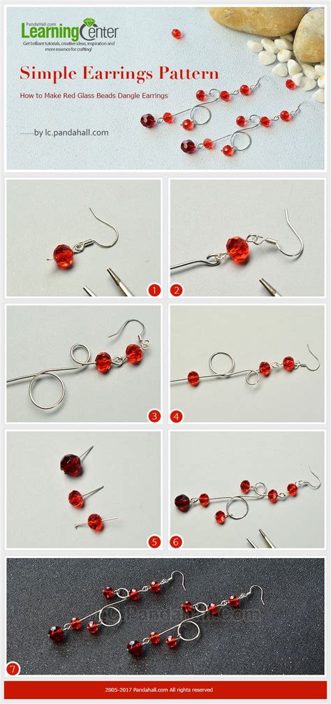 Simple Earrings Pattern-How to Make Red Glass Beads Dangle Earrings | Handmade jewelry, Handmade ...