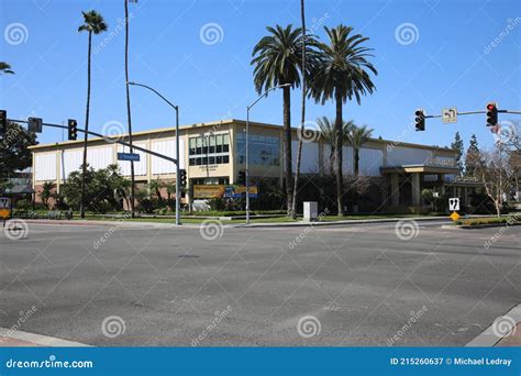 March 31, 2021 Anaheim, California - USA: Anaheim California Public Library Building. Public ...