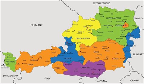 La República de Austria en mapas políticos, físicos y mudos