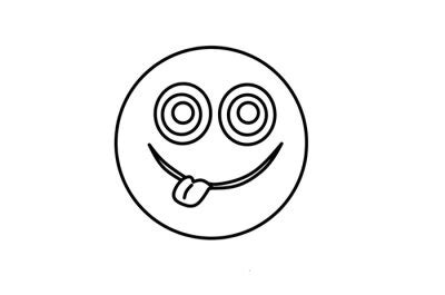 Silly face emoji line art drawing • wall stickers face, silly, illustration | myloview.com