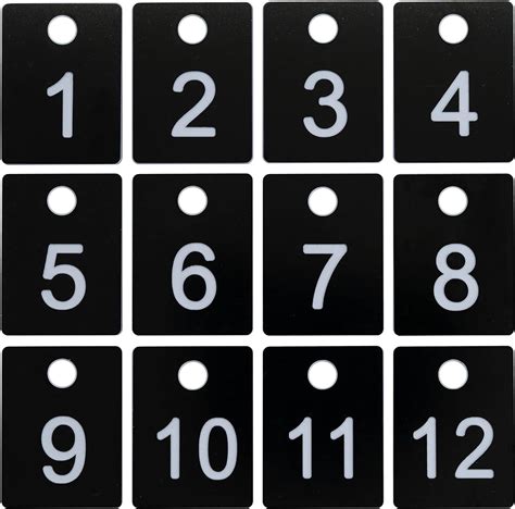 ABS Plastic Numbered Tags Rectangle Key Tags ID Tags Number Disc with Hole (1-100, Black ...