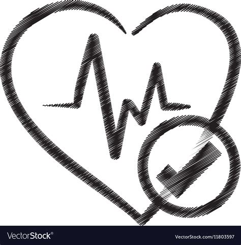 Hand drawing heart rate ok health Royalty Free Vector Image