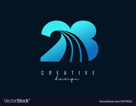 Creative number 28 2 8 logo with leading lines Vector Image