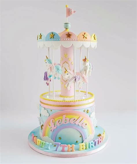 Rainbow Carousel cake | Kids' Birthday Party Cake in UAE | Pandoracake.ae