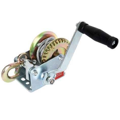 Buy 800lbs Capacity Heavy Duty Hand Winch with 26ft Steel Cable and Hook, Hand Crank Pulley ...