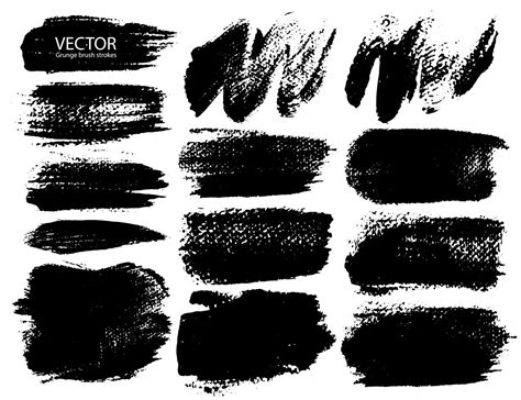 Set of brush strokes, Black ink grunge brush strokes. Vector ...