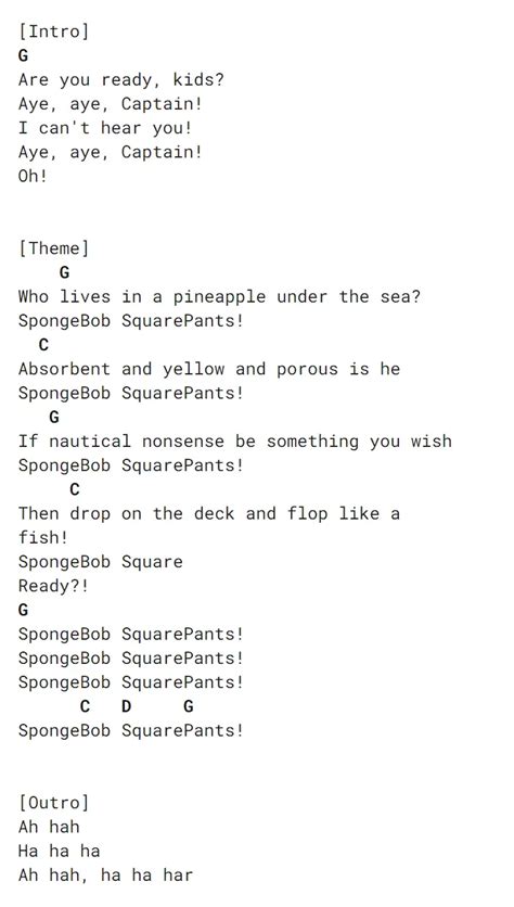 SpongeBob Songs Ukulele Chords | CoolUkulele.com