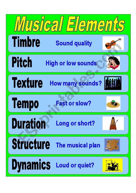 English worksheets: Musical Elements