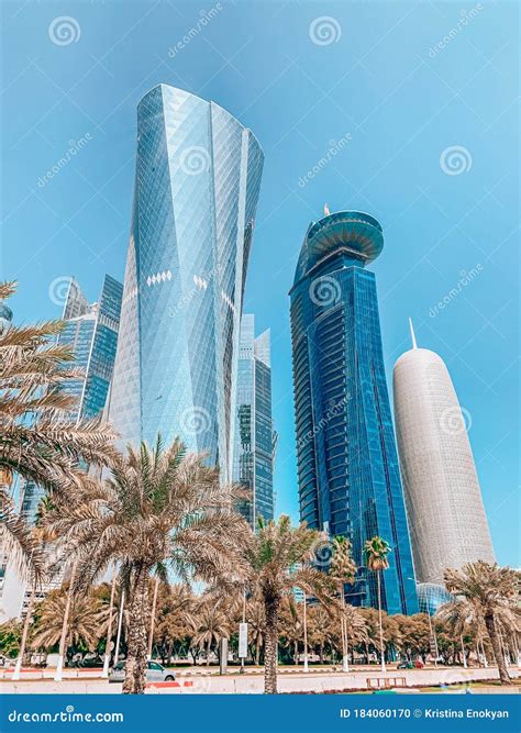 Skyscrapers in Doha, Qatar stock photo. Image of dohaskecrapers - 184060170