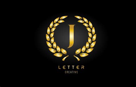 gold golden J alphabet letter logo icon with floral design for business ...