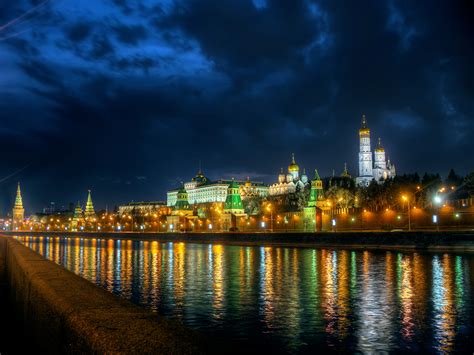 Fondos de Pantalla Rusia Moscú Ríos Cielo Noche Farola Canal Ciudades descargar imagenes