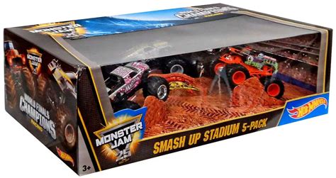 Hot Wheels Monster Jam 25 World Finals Champions Racing Smash Up Stadium 164 Diecast Car 5-Pack ...