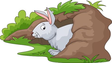 Premium Vector | Vector illustration showing rabbit peeping from a burrow