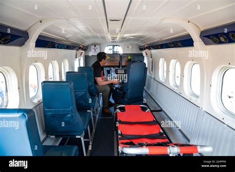 Interior of an Air Ambulance Plane on display at Farnborough International Airshow Stock Photo ...