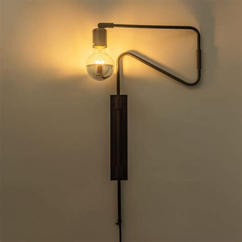 Rustic Swing Arm Plug in Wall Sconce Lamp Light, Black Plating Plug in or Hardwired Industrial ...