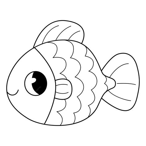 Livro de colorir de peixe dourado para crianças página para colorir ilustração monocromática em ...
