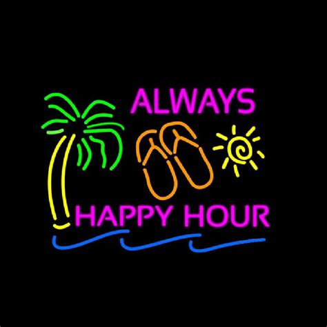 neon happy hour sign