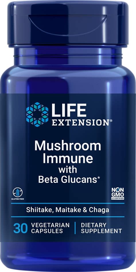 Life Extension Mushroom Immune with Beta Glucans -- 30 Vegetarian ...